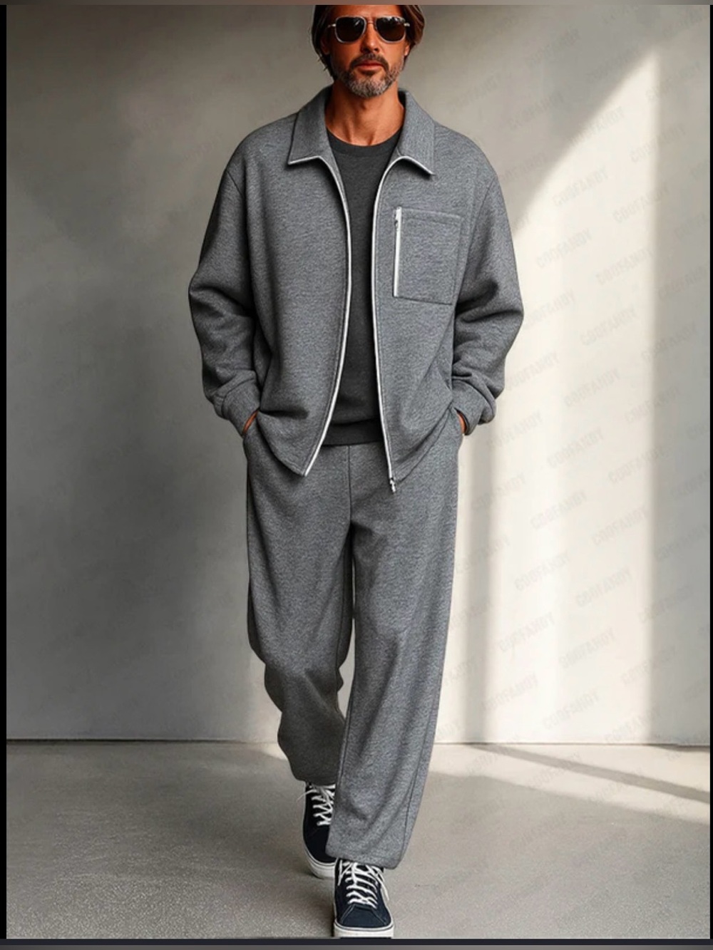 NWT COOFANDY Men’s Athleisure Comfort Full-Zip Heather Gray Sweater Jacket
